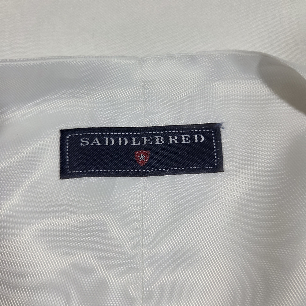 Saddlebred Vest Men's White and Blue Pinstripe Vest Cotton Large Business Casual - Picture 2 of 9